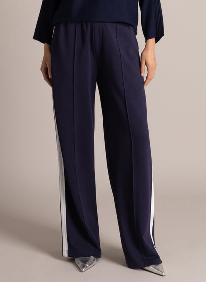 6455 SOFT WIDE LEG TRS WITH WHITE STRIPE BACK POCKET Navy/White
