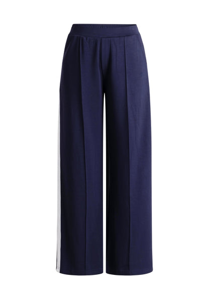 6455 SOFT WIDE LEG TRS WITH WHITE STRIPE BACK POCKET Navy/White