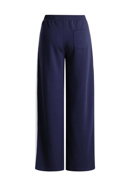 6455 SOFT WIDE LEG TRS WITH WHITE STRIPE BACK POCKET Navy/White