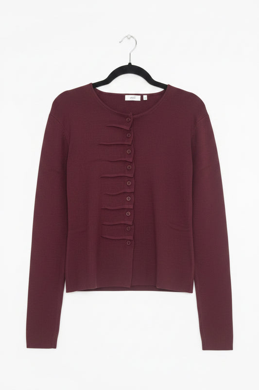0006461 FRILL EDGE BASIC CARDIGAN WINE