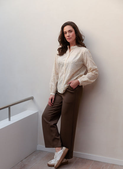 6482 FULL LENGTH WIDE LEG TRS WITH POCKETS Brown