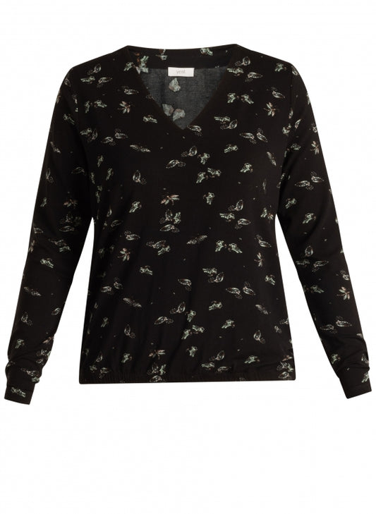 0006025 v-neck L/S BUTTERFLY DETAIL TOP Black