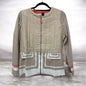 0126069 Padded/Knit Square Print Coatiga Beige/Orange