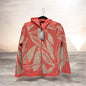 0126072 Jacquared Hooded Zip Up Coat Beige/Orange