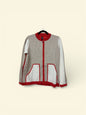 0126227 High Neck Stripe Zip Up Cardigan Beige/Orange