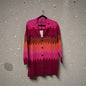 0225044 Printed Lapel Coatigan Fushia