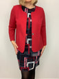08713 3/4 Slve One Button No Collar Jack Red