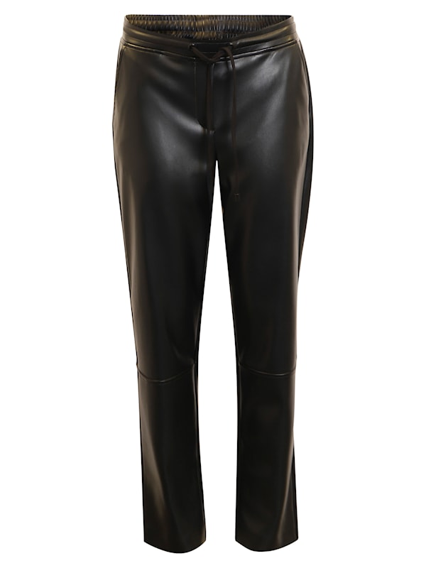 10048 LEATHER LOOK PANTS STRAIGHT LEG Black