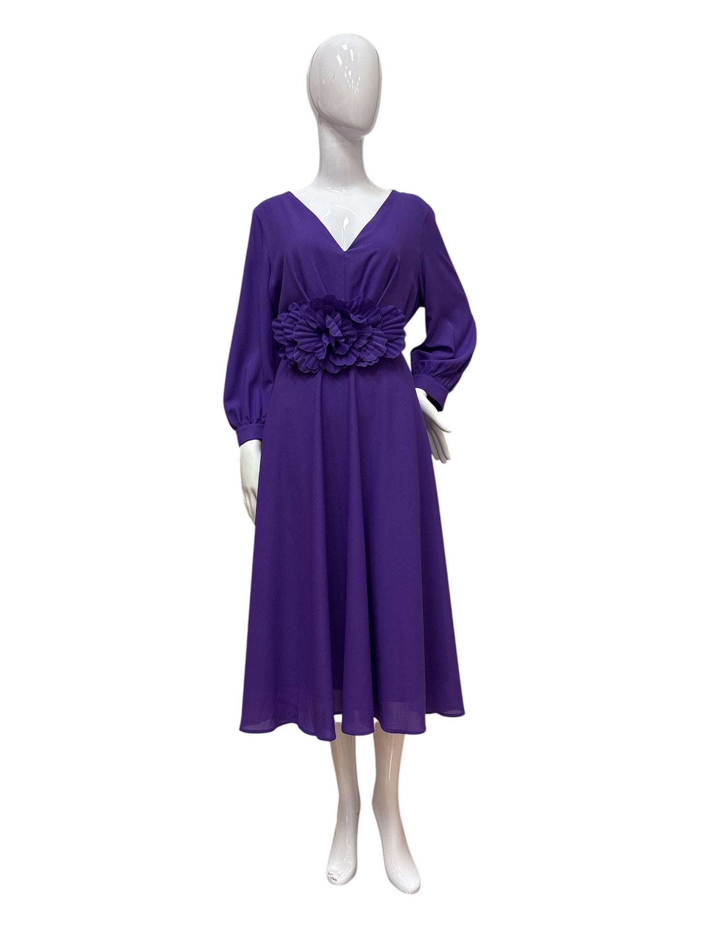1013.7 3/4 Slve A-Line Dress With Belt Violet