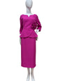 1020.1  3/4 Slve V-Neck Dress With Peplu Fushia