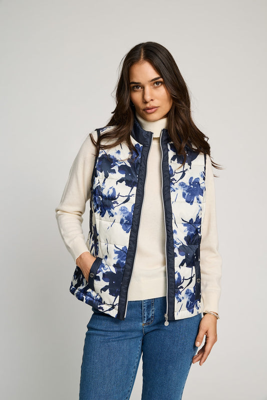 105 382 Print Padded Casual Gilet Navy/Blue