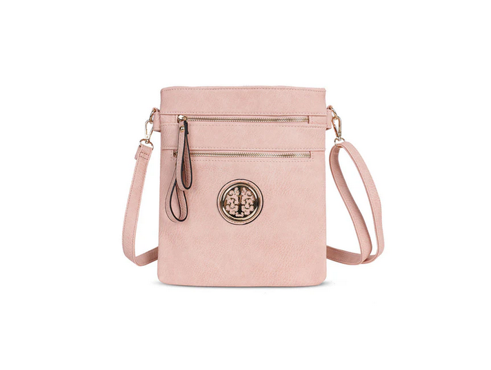 1055 Multi Pocket Cross Body Day Bag Pink