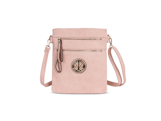 1055 Multi Pocket Cross Body Day Bag Pink