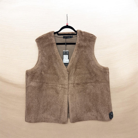105 373 Fur V Neck Gilet Brown