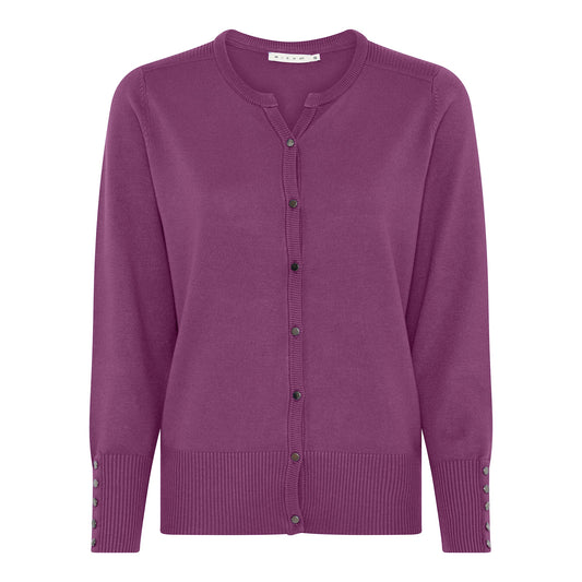 114 205 0Neck Button Up Basic Cardigan Purple