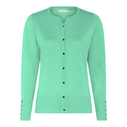 114 205 0Neck Button Up Basic Cardigan Green