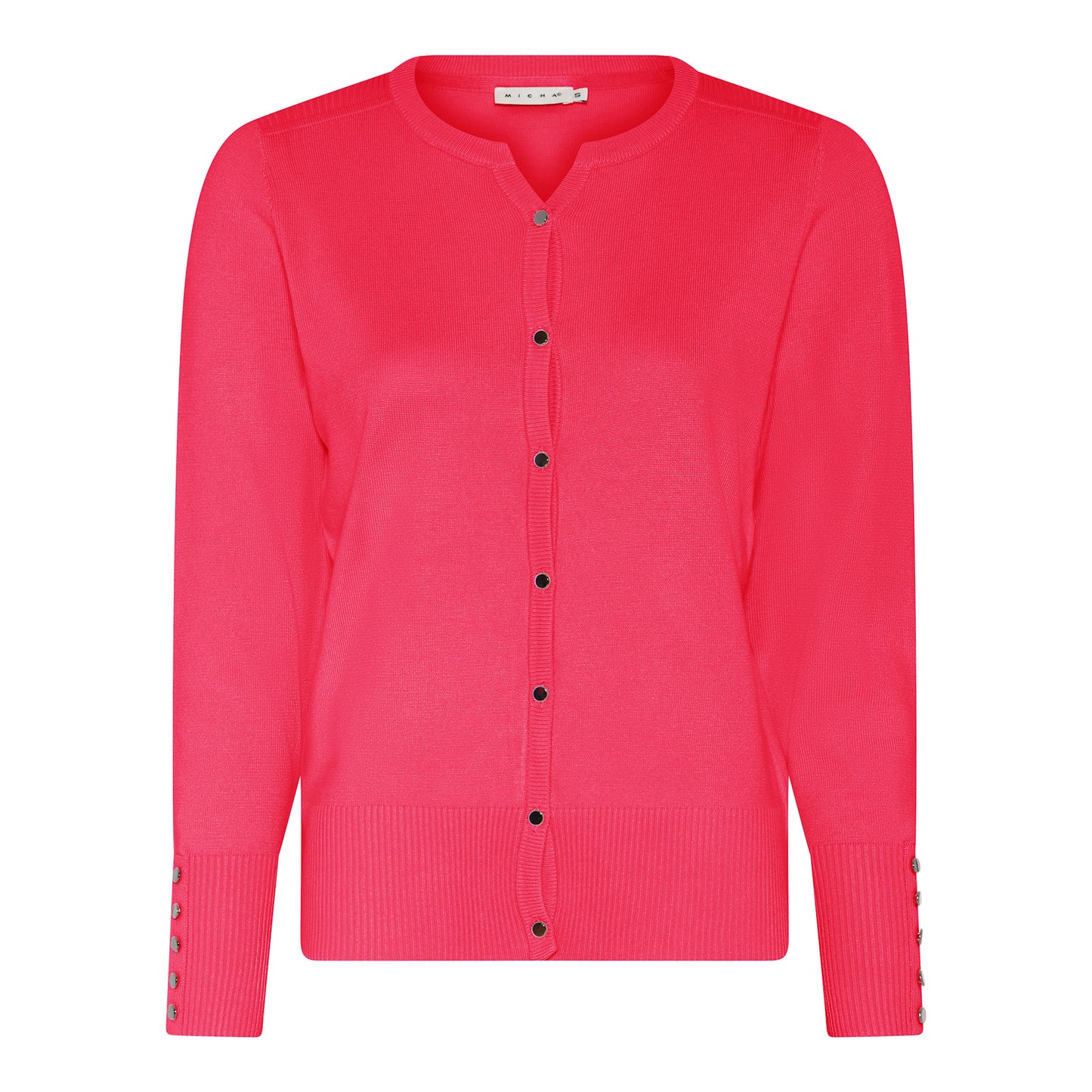 114 205 0Neck Button Up Basic Cardigan Spring Pink