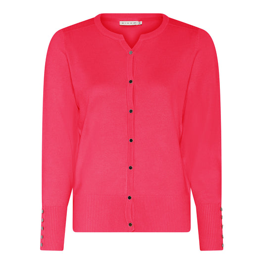 114 205 0Neck Button Up Basic Cardigan Spring Pink