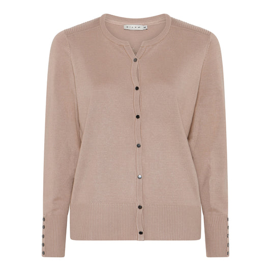 114 205 0Neck Button Up Basic Cardigan Camel