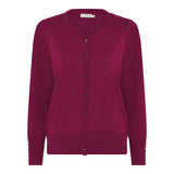 114 205 0Neck Button Up Basic Cardigan Magenta