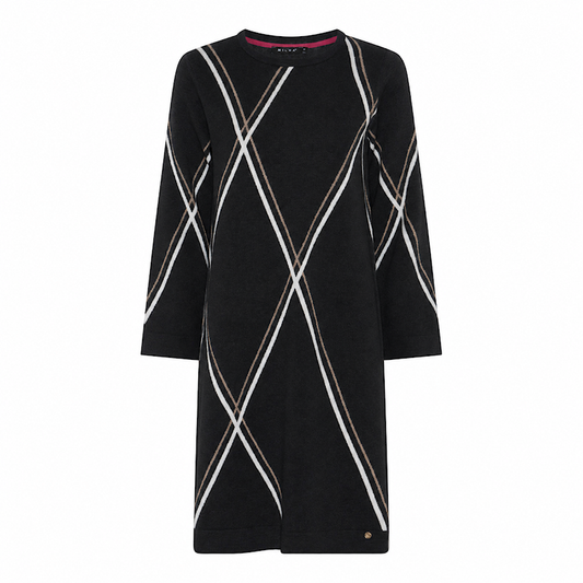 116 920 KNIT DRESS GOLD/WHITE STRIPES Black