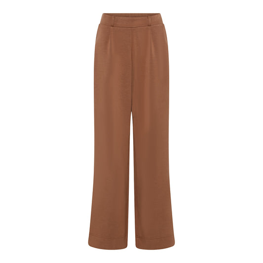 121 856 Straight Leg Elastic Waist Trous Tan