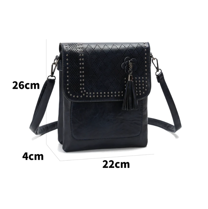 1245 CROSS BODY FOLD OVER WITH STUDS Navy