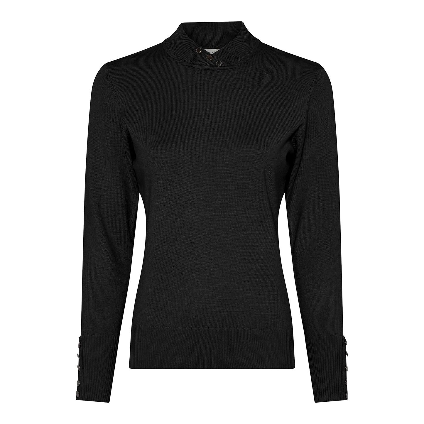 126 163 BUTTON TURTLE NECK CROSS V BUTTON SLEEVE JUMPER Black