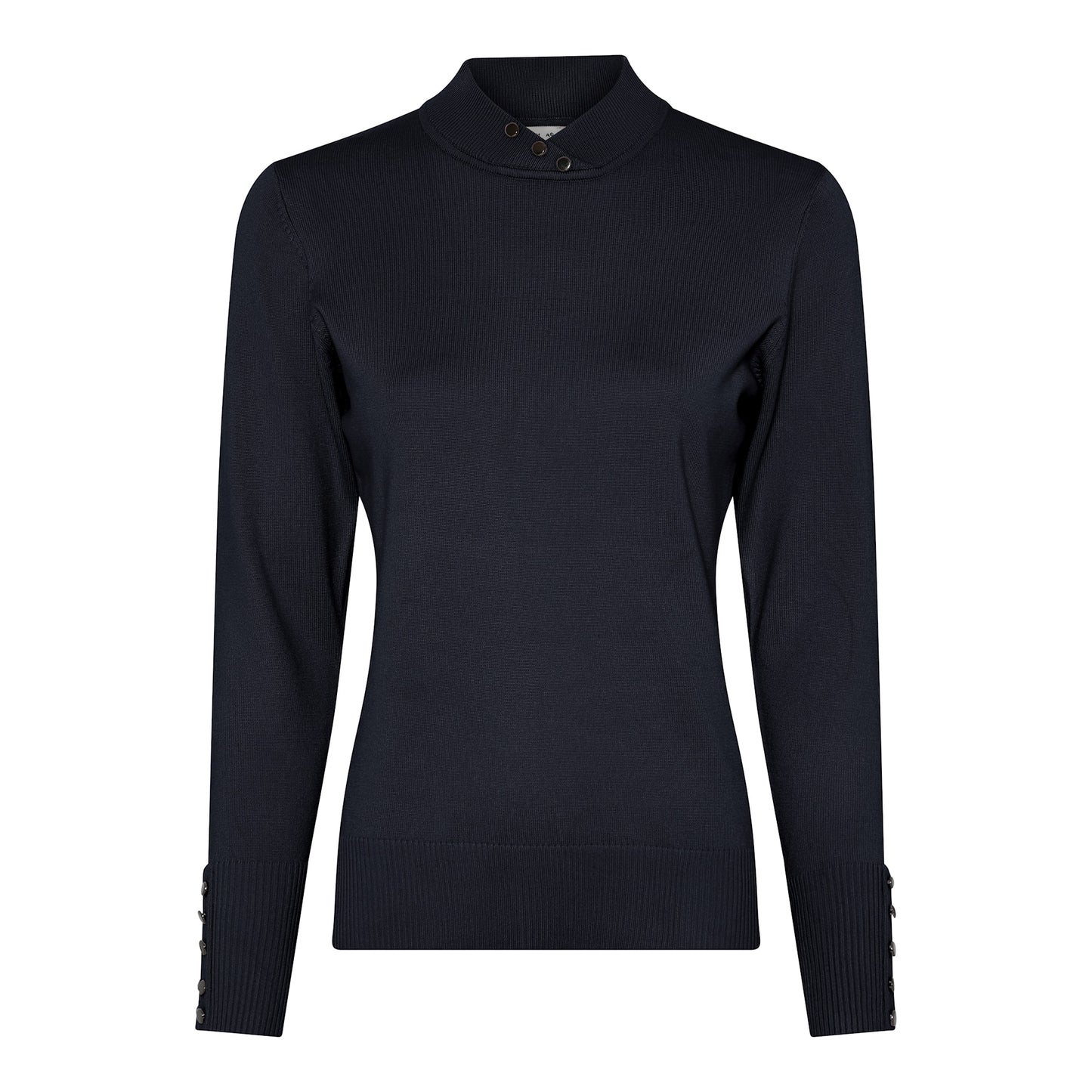 126 163 BUTTON TURTLE NECK CROSS V BUTTON SLEEVE JUMPER Navy