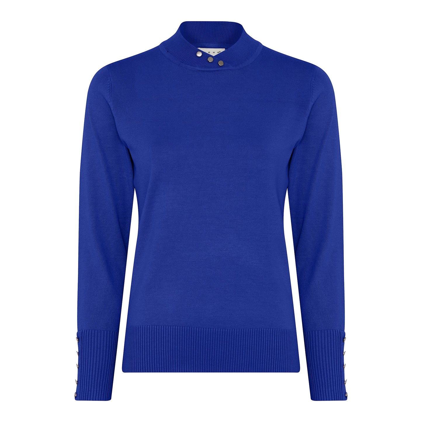 126 163 BUTTON TURTLE NECK CROSS V BUTTON SLEEVE JUMPER DARK BLUE