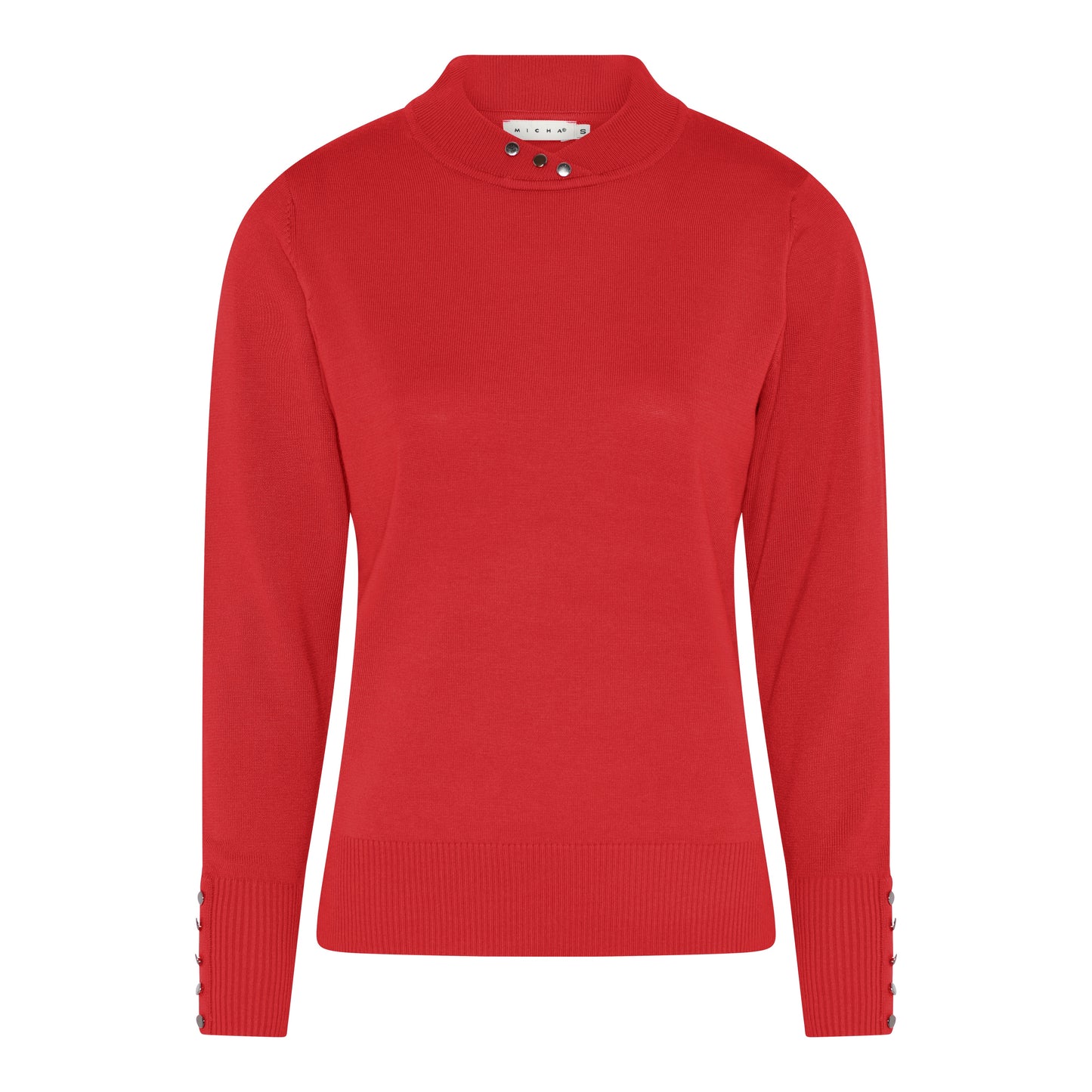 126 163 BUTTON TURTLE NECK CROSS V BUTTON SLEEVE JUMPER Red