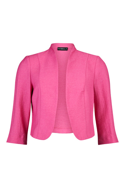 57667 Linen Feel Bolero Style Jacket Fushia