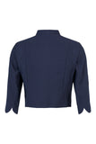 57667 Linen Feel Bolero Style Jacket Navy