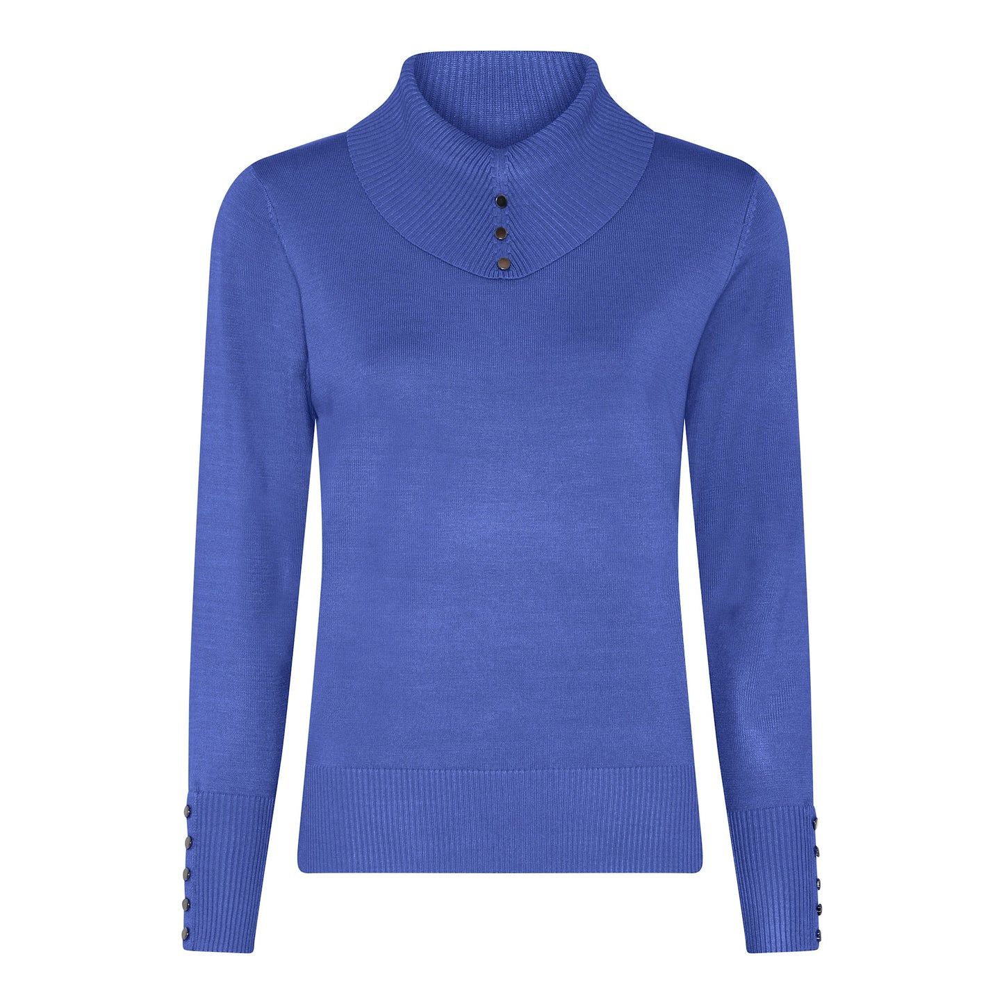 132 171 COWL NECK WITH BUTTON DETAIL Laven-Blue