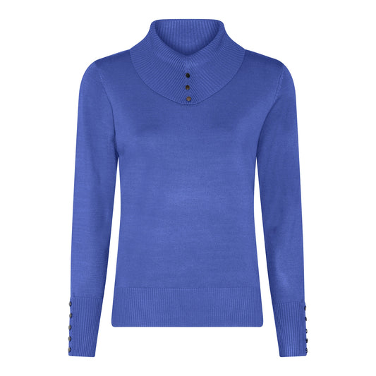 132 171 COWL NECK WITH BUTTON DETAIL Laven-Blue
