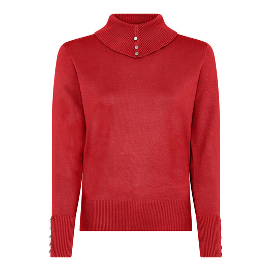132 171 COWL NECK WITH BUTTON DETAIL Red