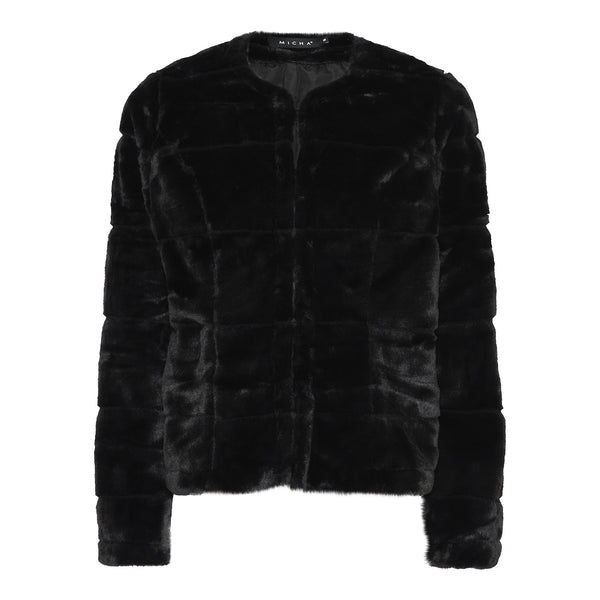 139 279 Short Hook/Eye Fur Jacket Black