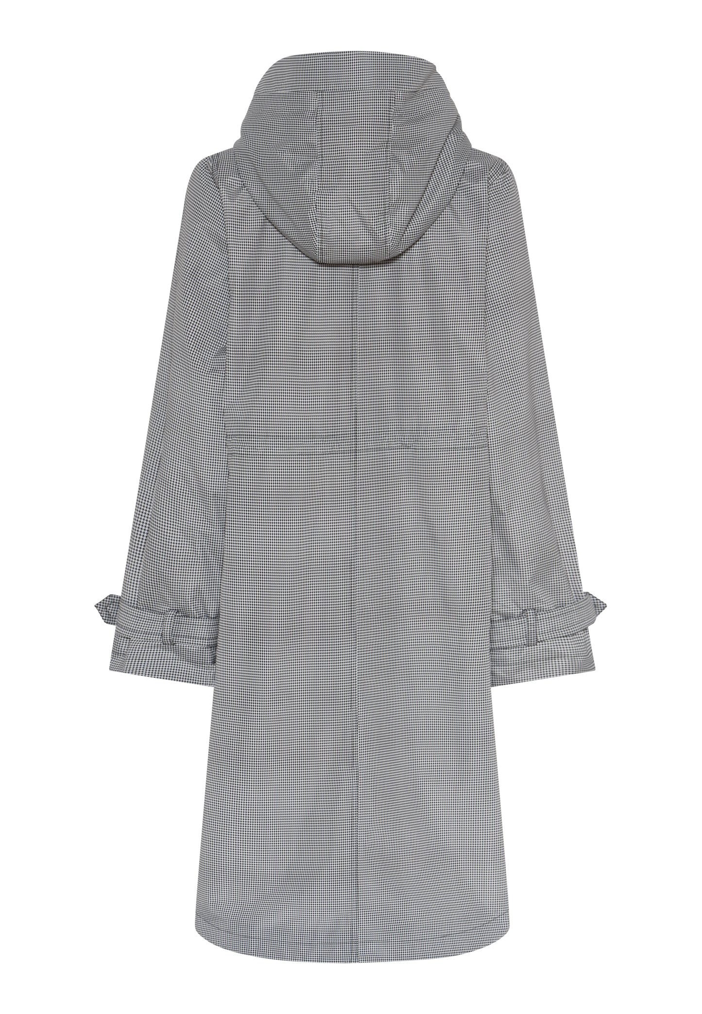 1426 Houndstooth Mac Style Rain Coat Bel Black/White