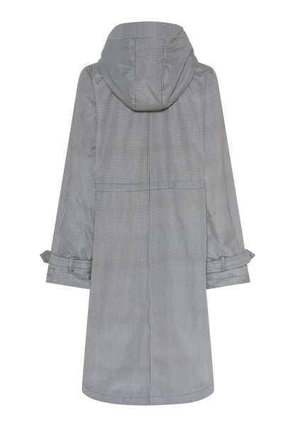 1426 Houndstooth Mac Style Rain Coat Bel Black/White
