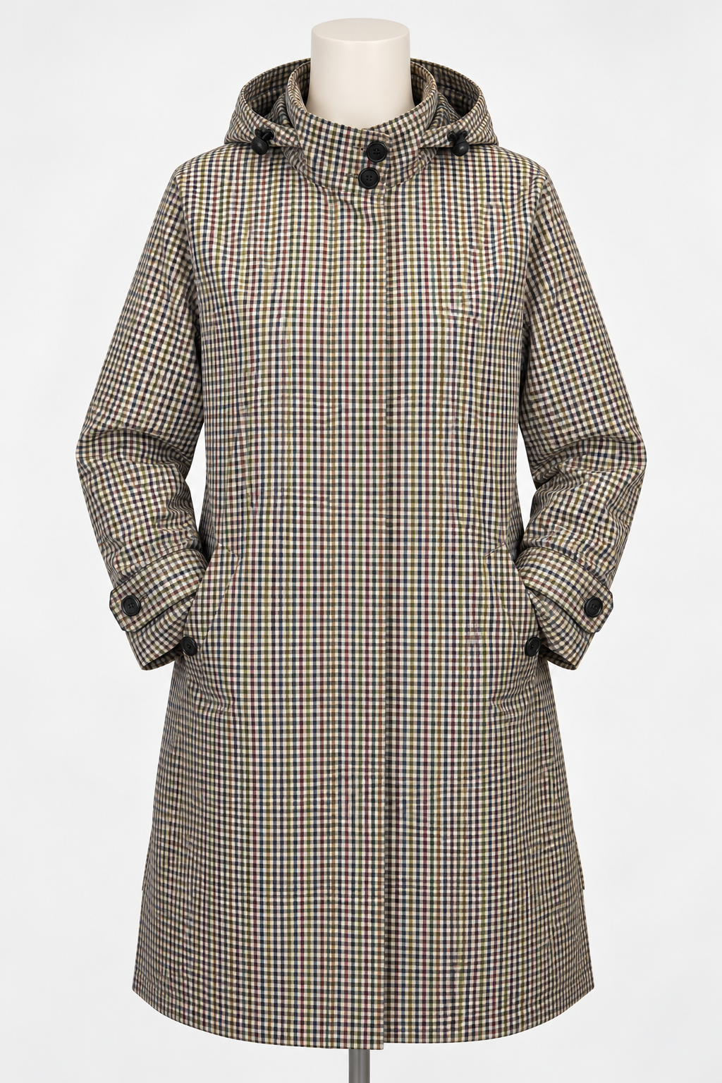 1426 Check Raincoat long Brown/Beige