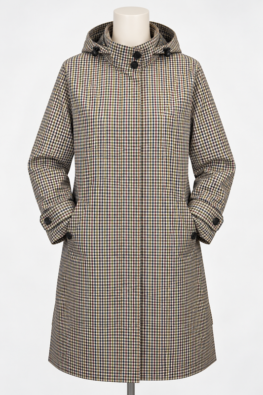 1426 Check Raincoat long Brown/Beige