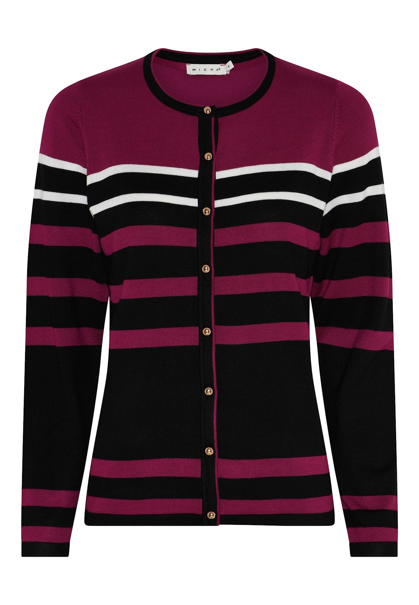 142 272 Stipe Button Up O-Neck Cardigan Black/Red