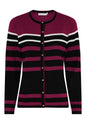 142 272 Stipe Button Up O-Neck Cardigan Black/Red