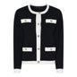 142 290 Classic 4 Pocket Box Cardigan Navy/White