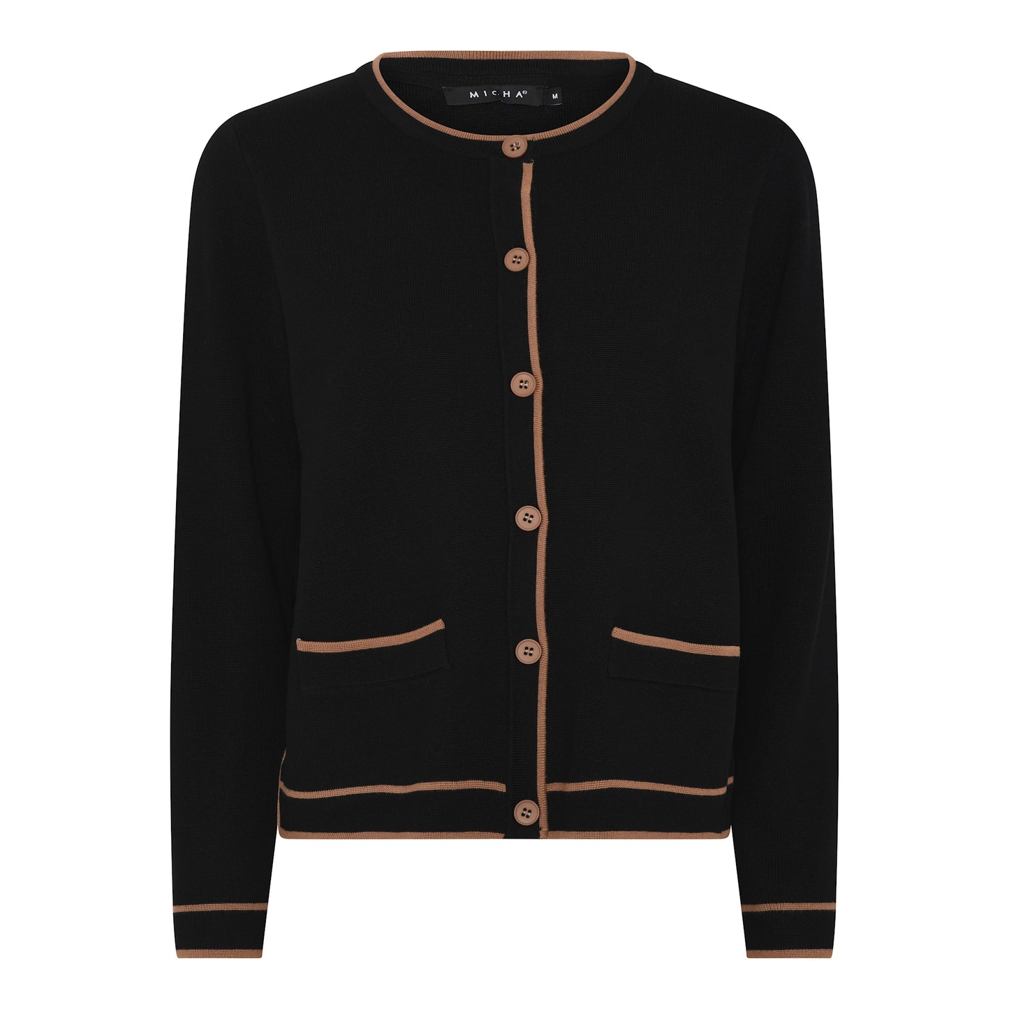143 253 Jacket Style 2 Tone Trim Detail Black/Tan
