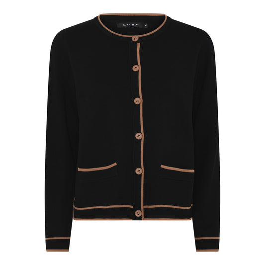 143 253 Jacket Style 2 Tone Trim Detail Black/Tan