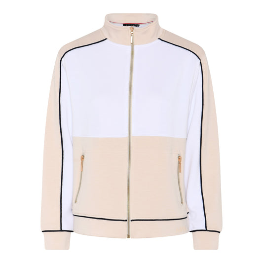 144 255 Zip Up Sports Look Casual Jacket White/Sand