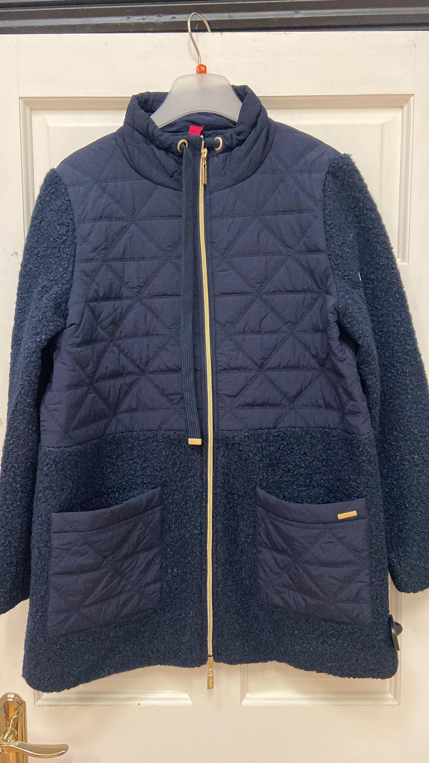 144 286 TEDDY FLEECE/TAFFETA MID LENGTH COAT Navy