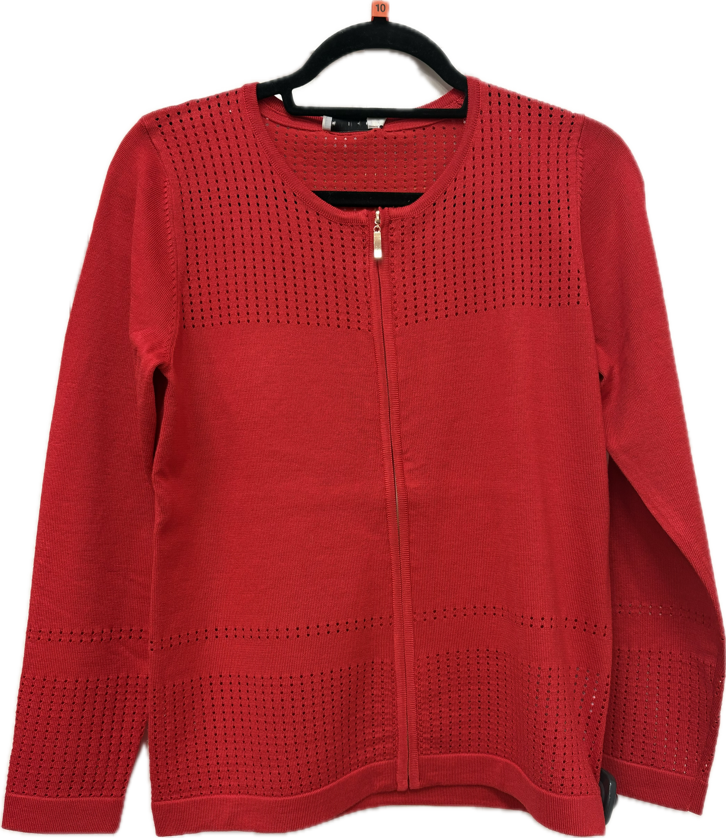 144 205 Zip Up O-Neck "Holes" Detail Car Red