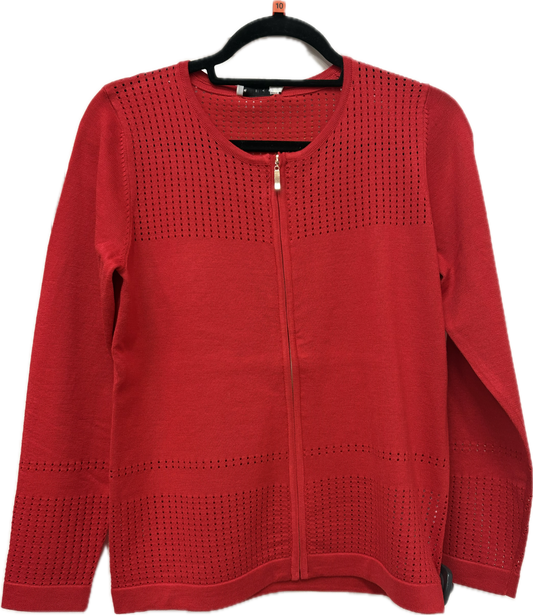 144 205 Zip Up O-Neck "Holes" Detail Car Red